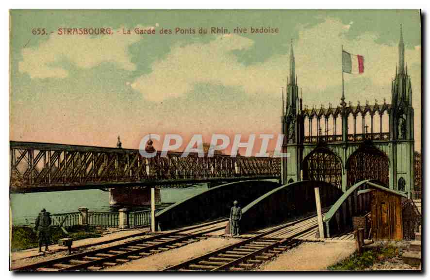 CPA Strasbourg La Garde des Ponts du Rhin rive badoise 