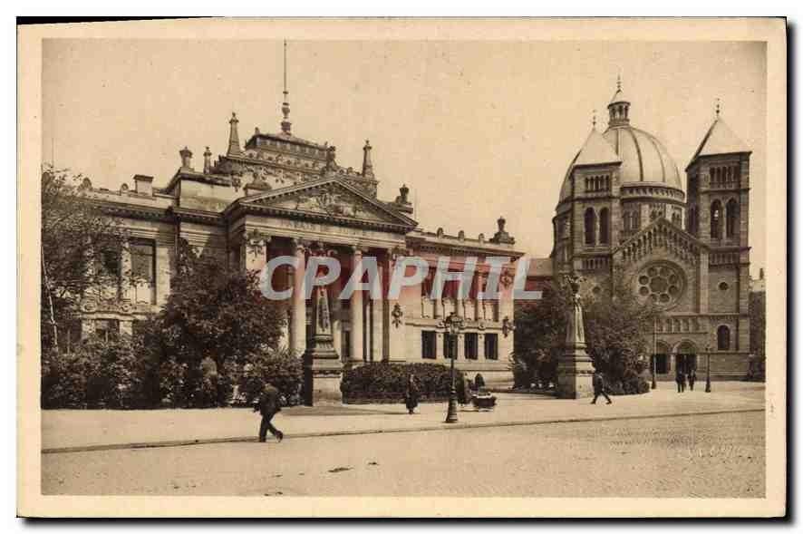 CPA Strasbourg Bas Rhin Le Palais de Justice et l'Eglise St Pierre 