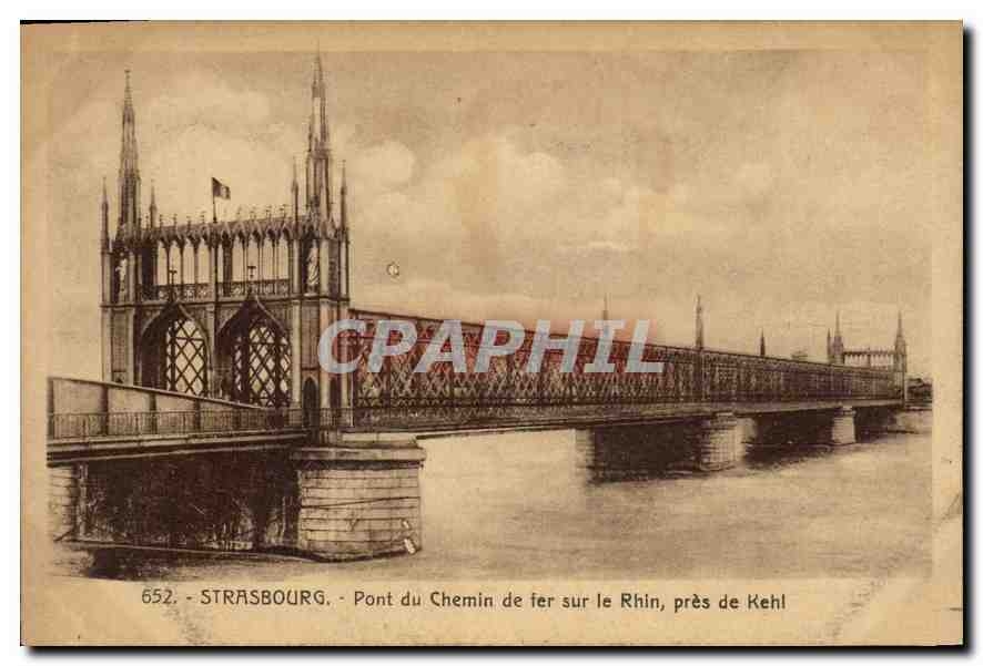 CPA Strasbourg pont du chemin de fer sur le Rhin pres de Kehl 