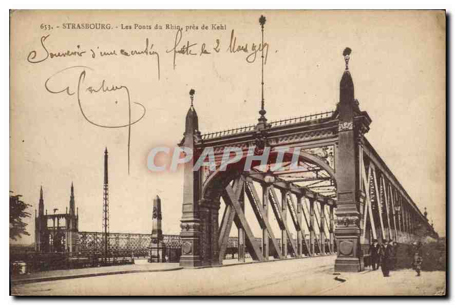 CPA Strasbourg les Ponts du Rhin pres de Kehl 