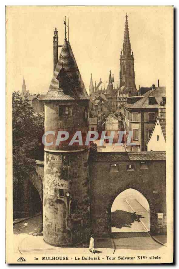 CPA Mulhouse le Bollwerk Tour Salvator XIV siecle 