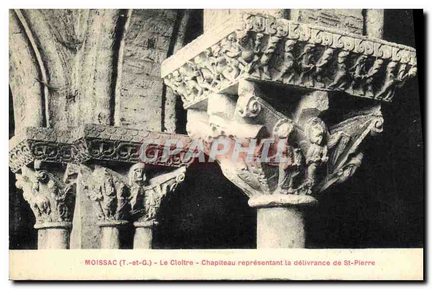 Moissac (T.-et-G.) - Le Cloître - Chapiteau représentant la délivrance de St-Pierre