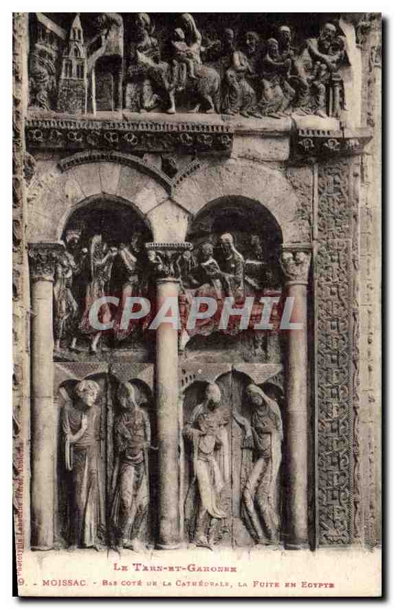 Moissac - Bas côté de la cathédrale, la Fuite en Egypte — Phototypie
