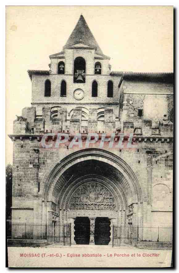 CPA Moissac T et G Eglise abbatiale le Porche et le Clocher 