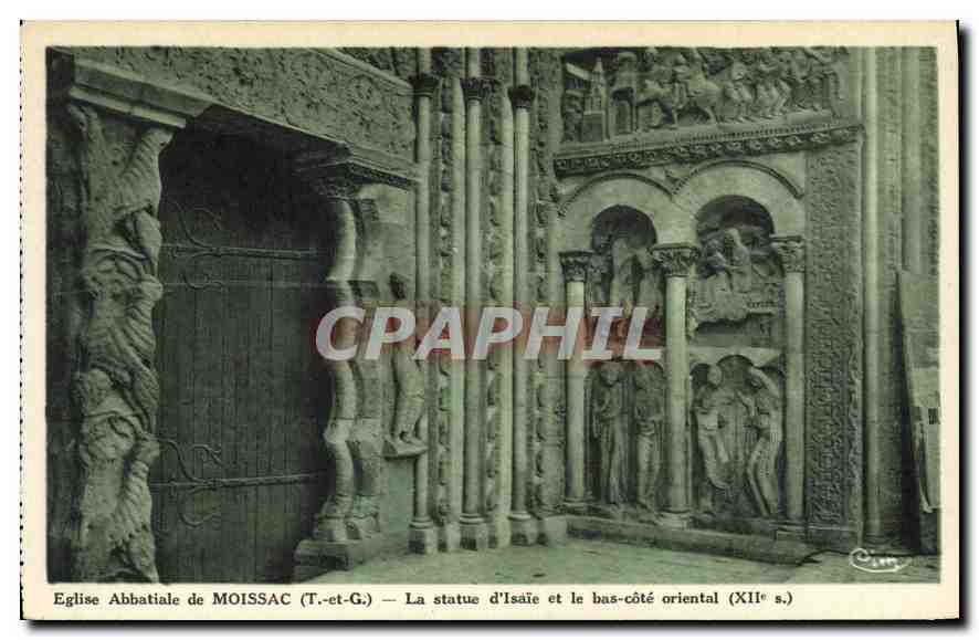 CPA Eglise Abbatiale de Moissac T et G la statue d'Isaie et le bas cote oriental XII S 