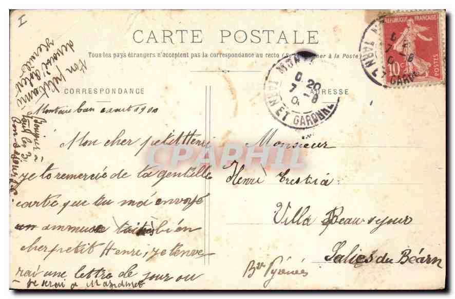 CPA Montauban couverts de la place Nationale — Verso