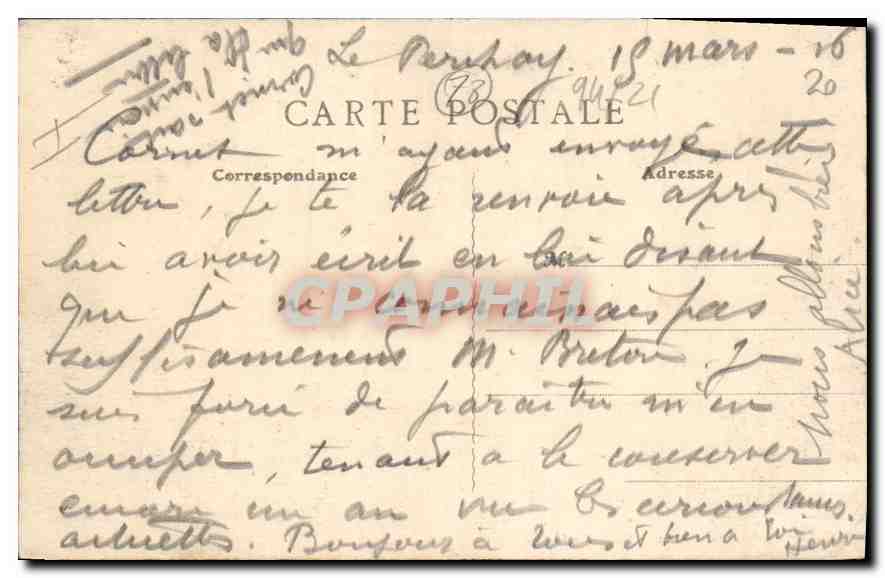 Vigny — Le Château, cour intérieure — Edit. J. Klein, Meulan, n°7 — Rückseite