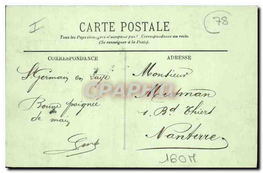 CPA Saint Germain en Laye Le Chateau  — Verso