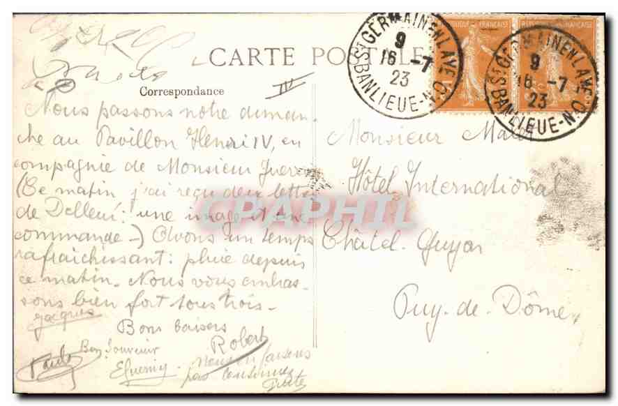 CPA Saint Germain en Laye Le Pavillon Henri IV ou nequit Louis XIV  — Verso