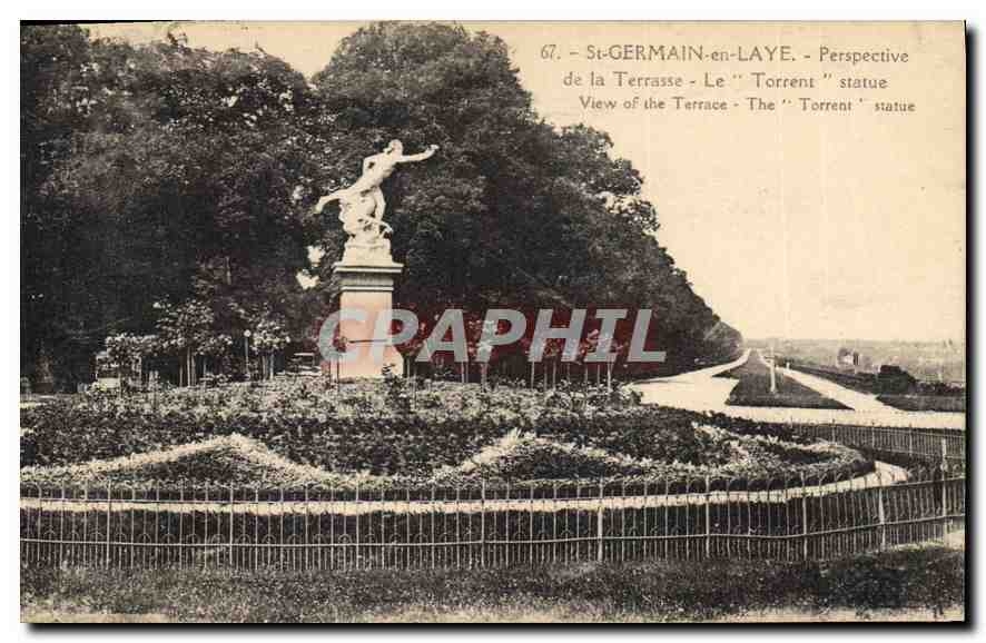 CPA Saint Germain en Laye Perspective de la Terrasse Le Torrent statue 