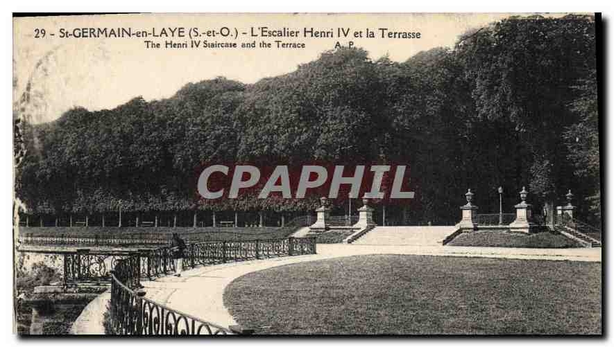CPA Saint Germain en Laye S et O l'Escalier Henri IV et la Terrasse 