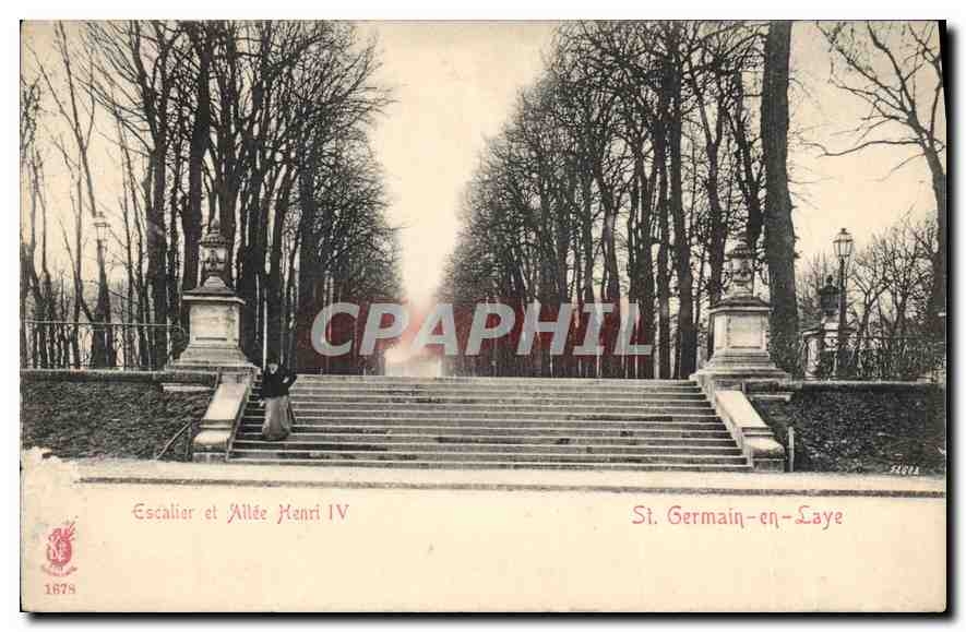 CPA Saint Germain en Laye Escalier et Allee Henri IV 