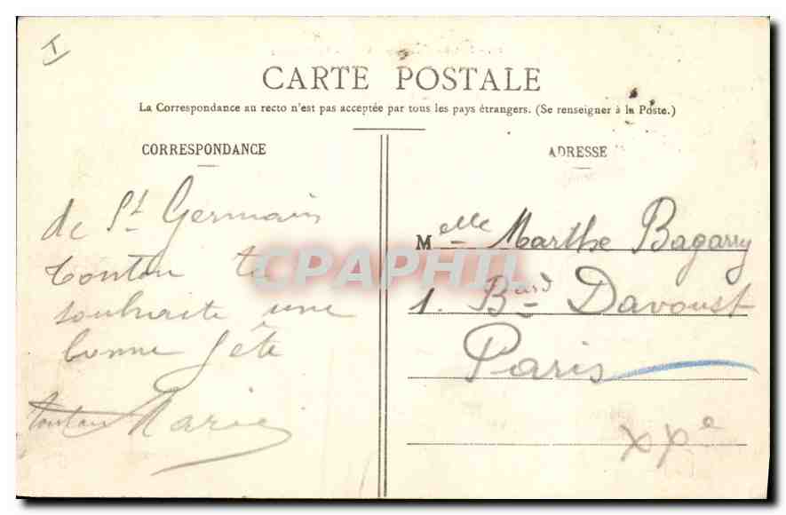 CPA Saint Germain en Laye Le Parterre  — Verso