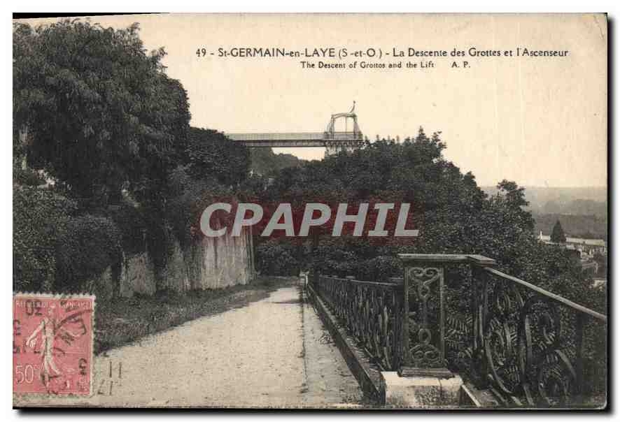 CPA Saint Germain en Laye S et O La Descenie des Grottes et l'Ascenseur 