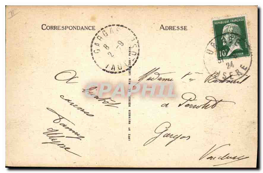 Uriage-les-Bains (Isère) — L'Établissement Thermal et le Château — Vue prise du Parc — N° 480 — Verso