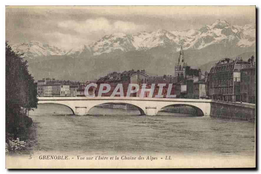 Grenoble — Vue sur l'Isère et la Chaîne des Alpes — LL