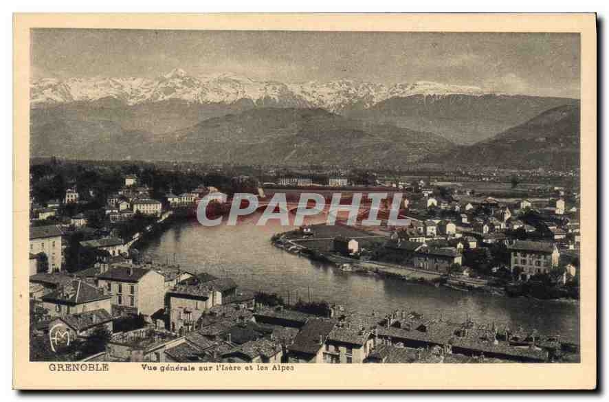CPA Grenoble Vue generale sur l'Isere et les Alpes 
