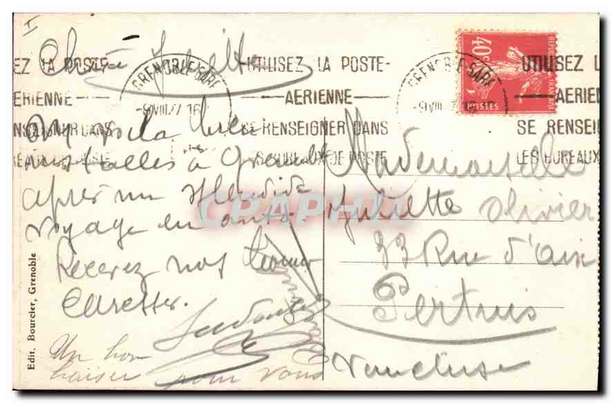 Grenoble — Vue générale et la Chaîne des Alpes — Éd. Boucet, Grenoble, n°99 — Rückseite