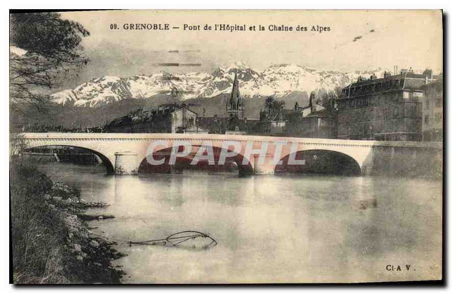 Grenoble — Pont de l'Hôpital et la Chaîne des Alpes — CI-A V. n°09