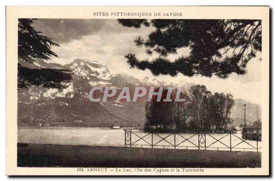 ANNECY — Le Lac, l'Île des Cygnes et la Tourneite — Sites pittoresques de Savoie, n°123