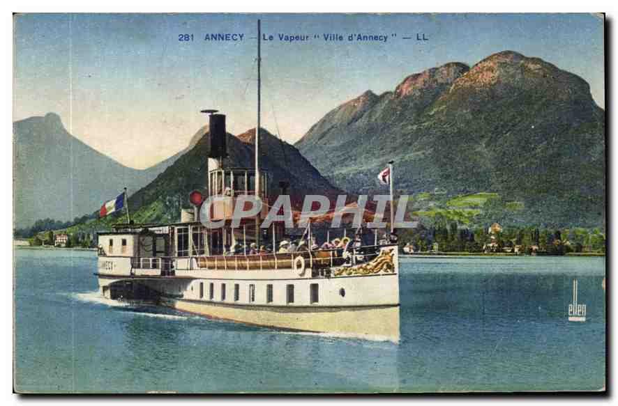 Annecy — Le Vapeur "Ville d'Annecy" — LL — Éditeur Ellen, n° 281