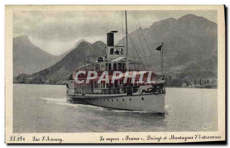 Lac d'Annecy — Le vapeur « France », Duingt et Montagnes d'Entrevernes — C.4 des Arts, Strasbourg