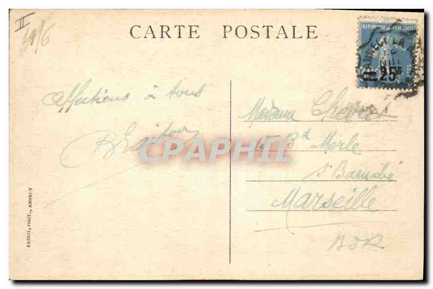 Lac d'Annecy — Un bateau sur le lac — Éditeur PASFOT, Annecy, n° 142 — Rückseite