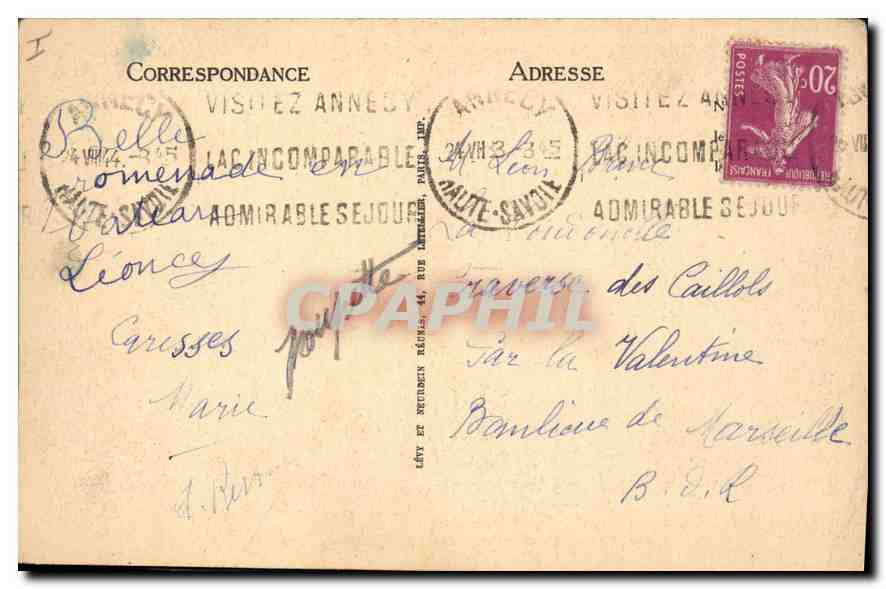 Annecy — Promenade et Bords du Lac — LL n°324 — Rückseite