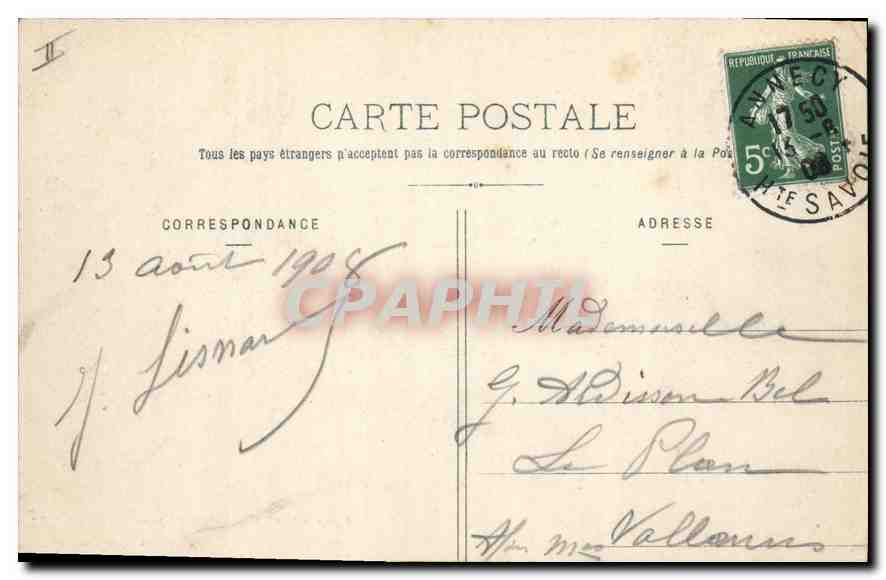 CPA Annecy L'Ile des Cygnes  — Verso