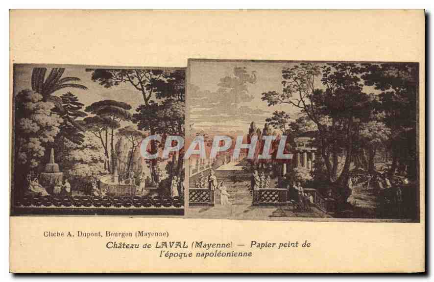 Château de LAVAL — Papier peint de l'époque napoléonienne — Gliceb A. Dupont, Bourgoin (Mayenne)