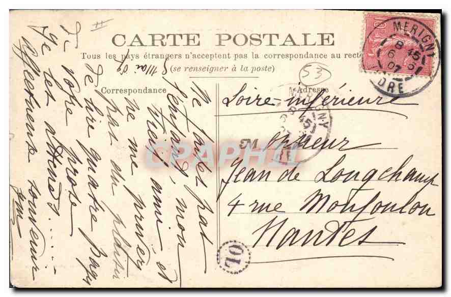 CPA Environs d'Argenton Chateau de Villeneuve  — Rückseite