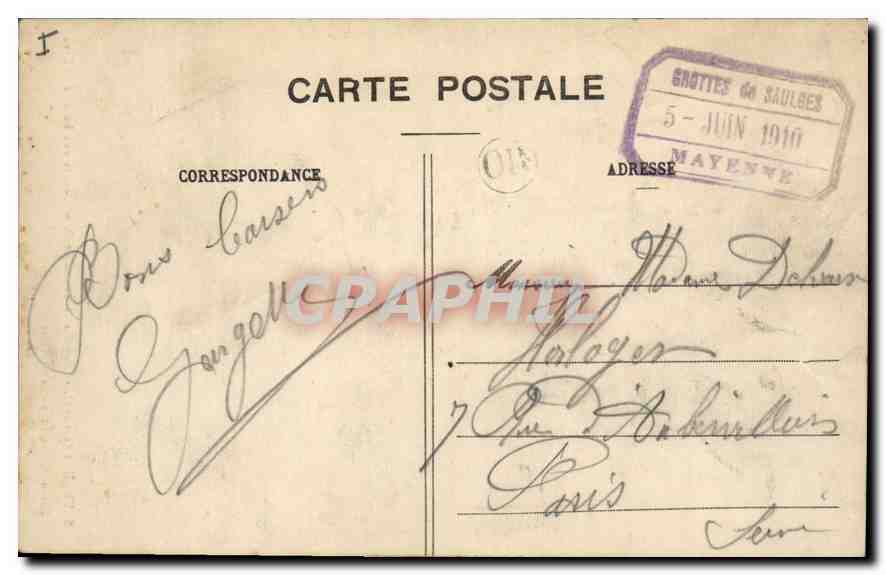 CPA Saulges Mayenne Chapelle et Grotte de Saint Cenere aux Bords de l'Erve  — Rückseite