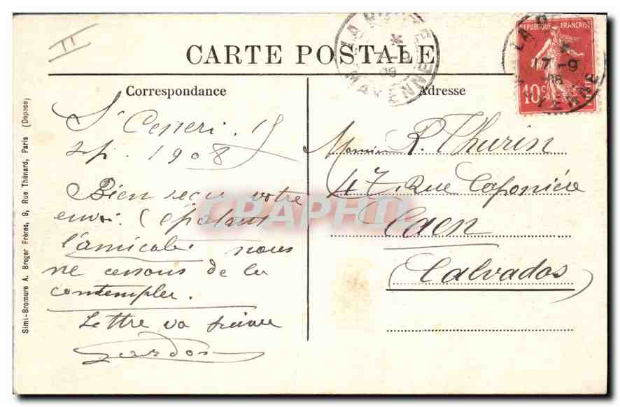CPA les Alpes Mancelles St Cenery La vieille ecluse bord de la Sarthe — Rückseite