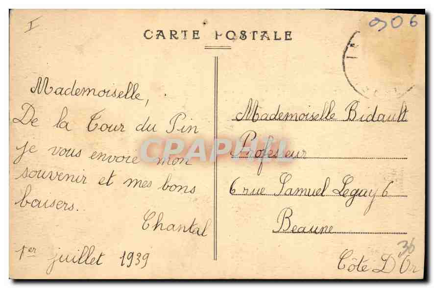 La Tour-du-Pin — Landing Place of the Dauphins — A. Delbauge, photo-publisher — Back