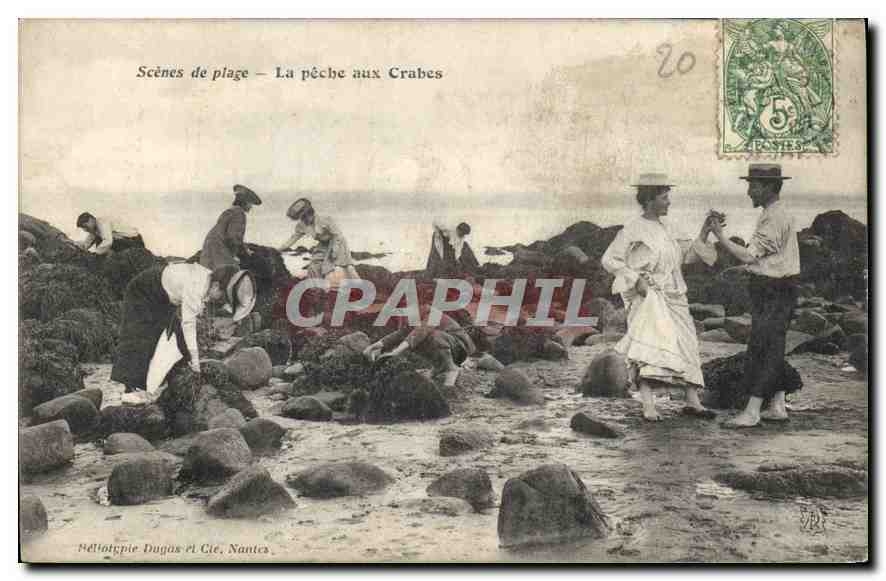 CPA Scenes de Plage la Peche aux Crabes 