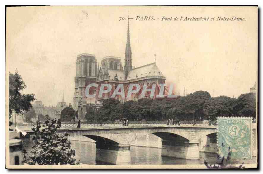 CPA Paris Pont de l'Archeveche et Notre Dame 