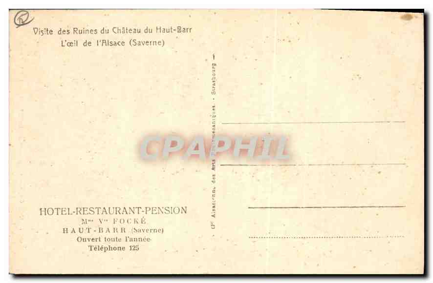 CPA Chemin Conduisant du Haut Barr a Saverne  — Rückseite