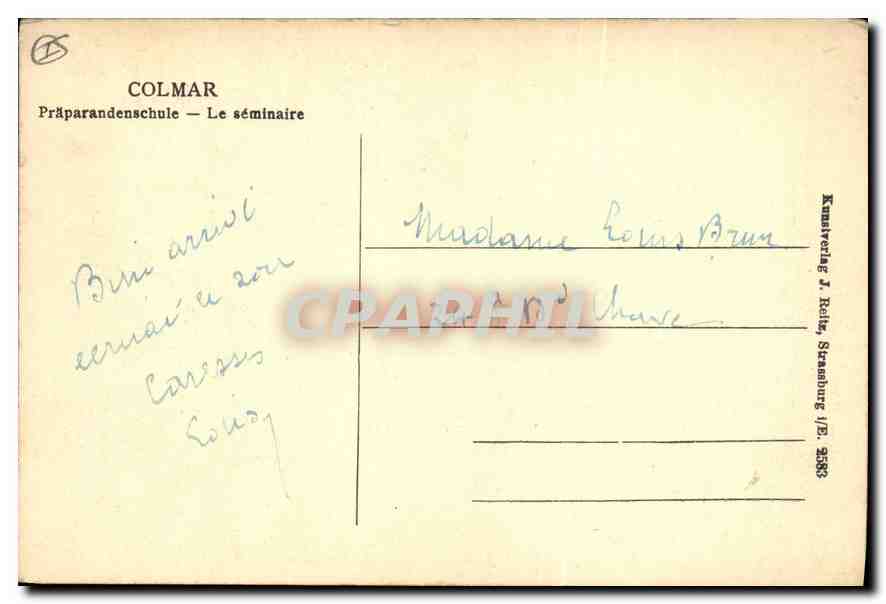 CPA Colmar Le Seminaire  — Rückseite