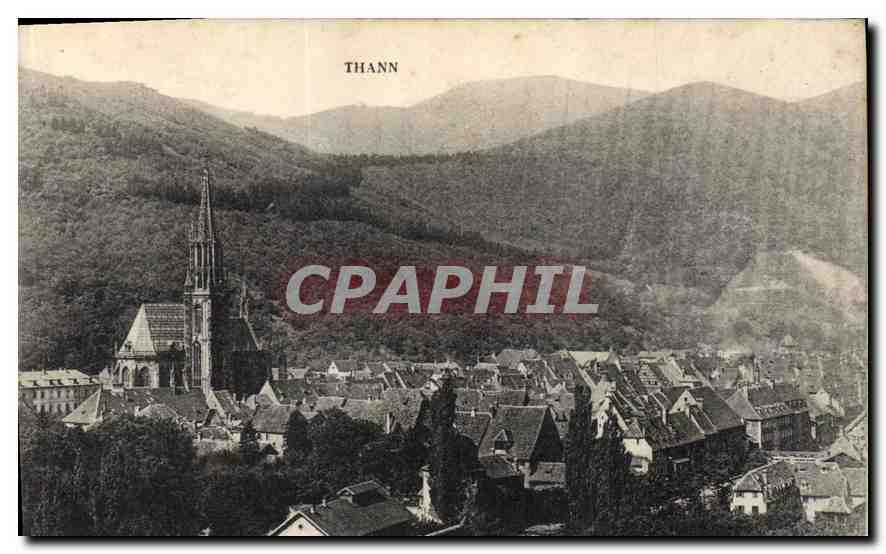 Thann — vue panoramique avec église — CPAPHIL