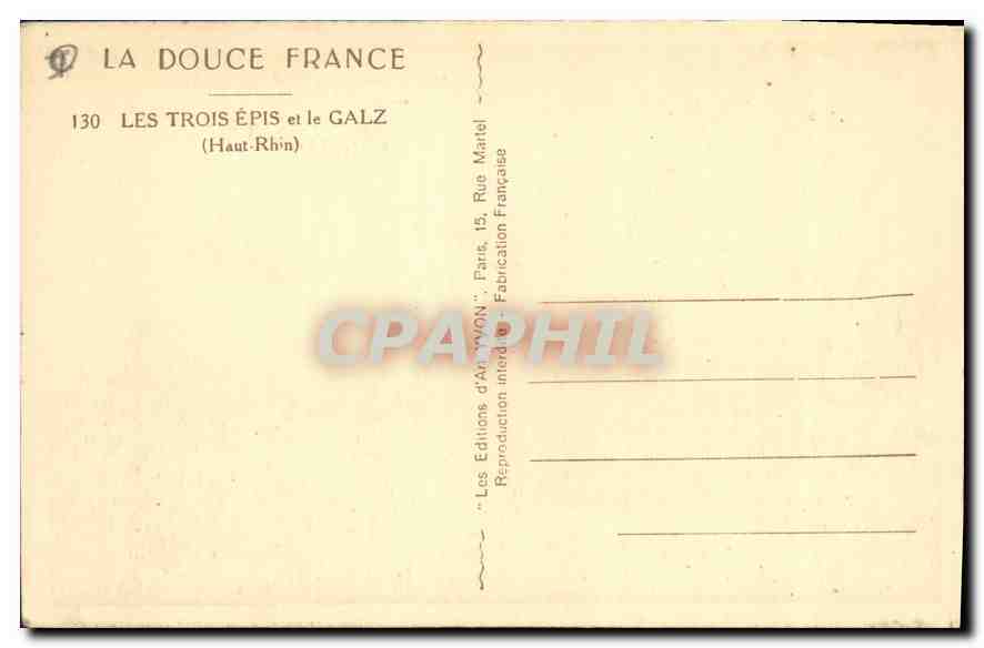 CPA Les trois Epis et le Galz Haut Rhin  — Rückseite