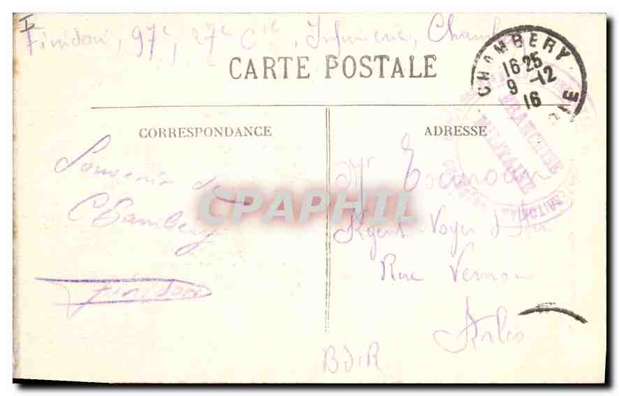 CPA Chambery Savoie La Colonne des Elephants  — Rückseite