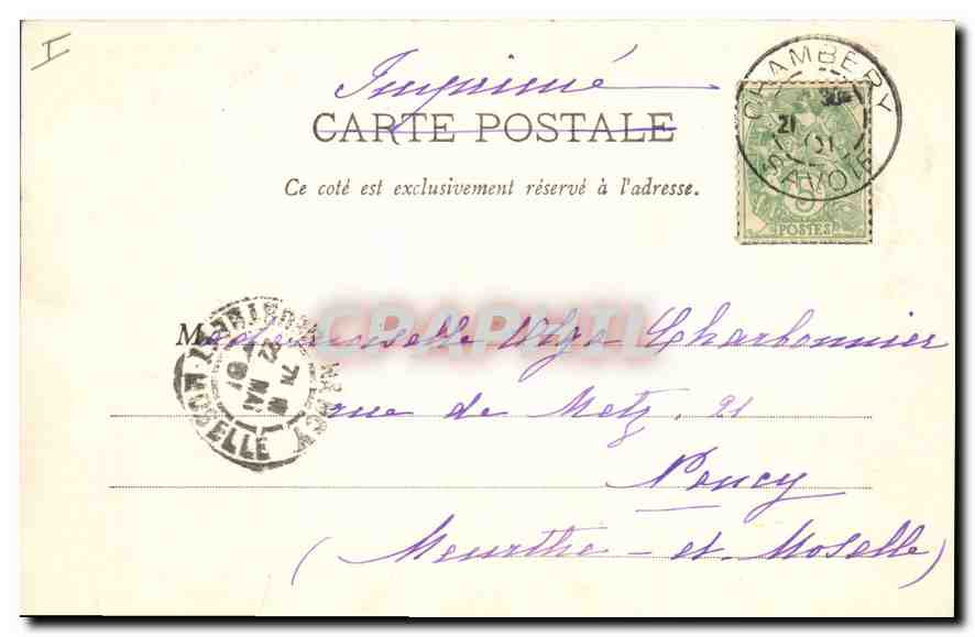 CPA Chambery La Croix du Nivolet  — Rückseite