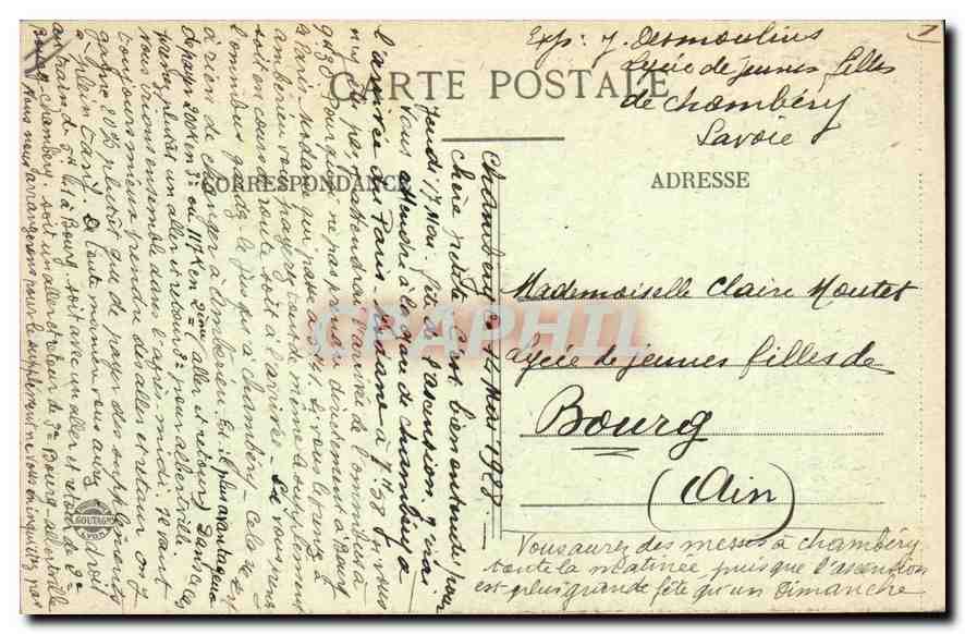 CPA Chambery Vue generale et le Nivolet  — Rückseite