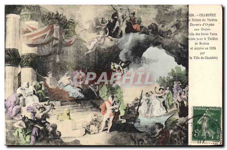 CPA Chambery Le Rideau du Theatre Descente d'Orphee aux Enfers