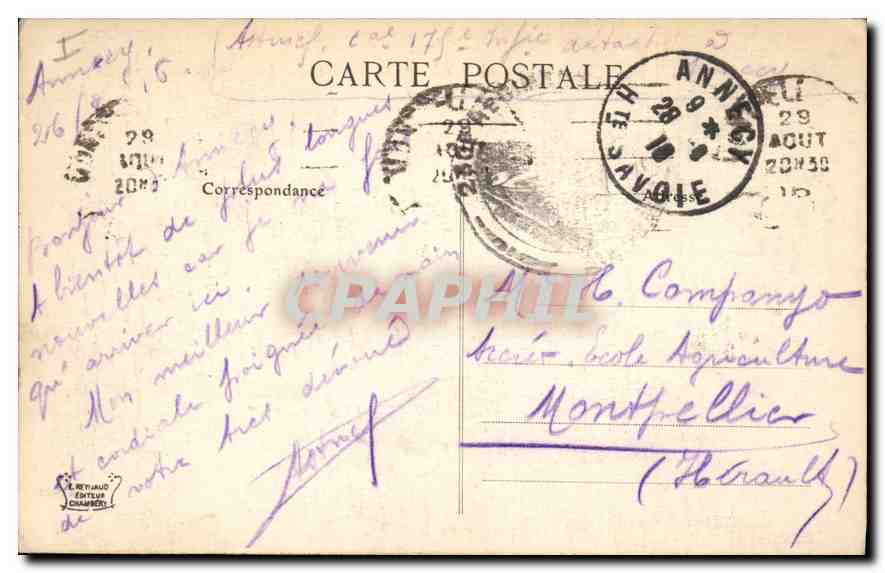 CPA Chambery Vue generale et la Montagne du Chat  — Rückseite