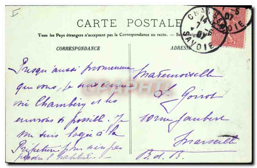 CPA Chambery Cour du chateau Prefecture  — Rückseite