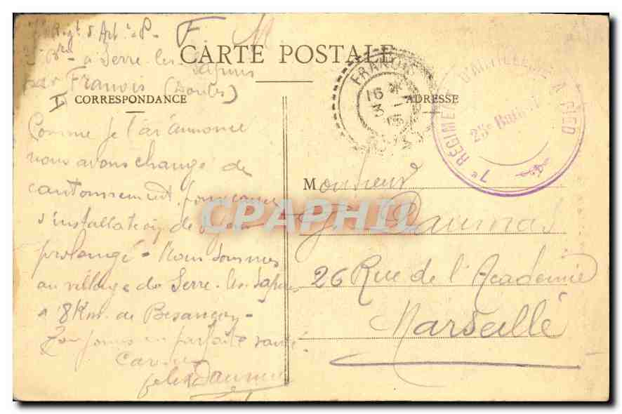 CPA Besancon les Bains l'Ile des Moineaux et la Citadelle  — Rückseite
