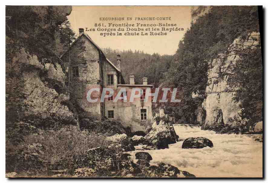 CPA Excursion en Franche Comte Frontiere Franco Suisse les Gorges du Doubs et les Rapides apres la C