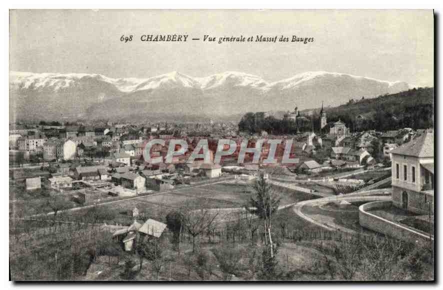 CPA Chambery vue generale et Massif des Bouges 
