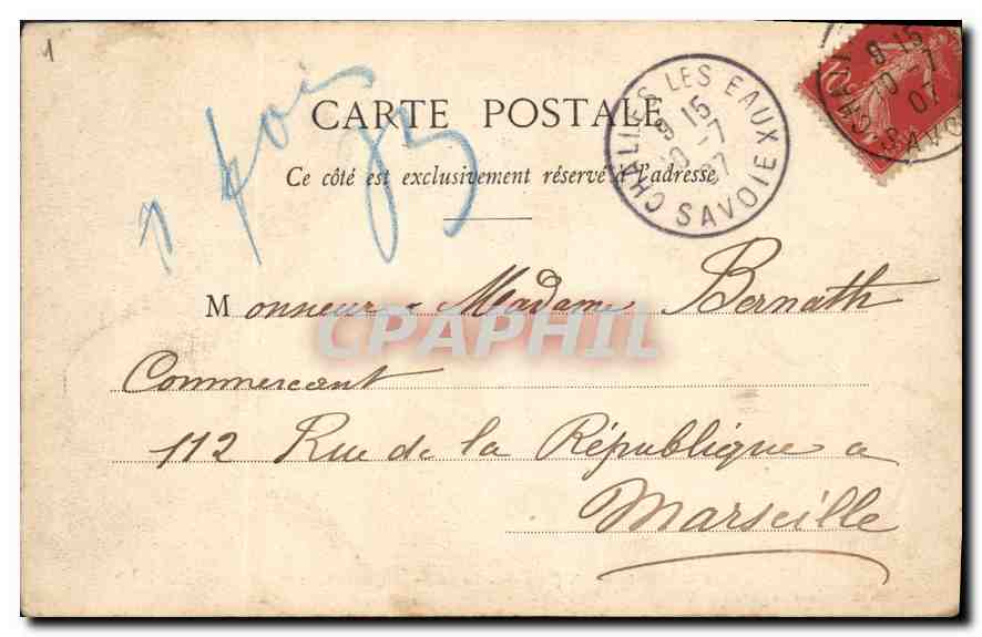 Challes-les-Eaux (Savoie) — Ansicht des Casinos und des Mont Saint-Michel — Lib. Edit. E. Reynaud, Chambéry — n° 309 — Rückseite